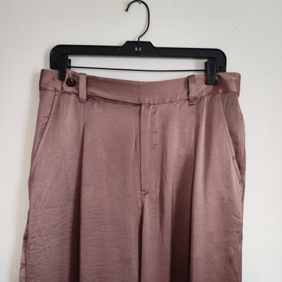 Ladies SZ 8 Madwelll Mocha Mousse Harlow Satin Wide-Leg Pant - Picture 2 of 4